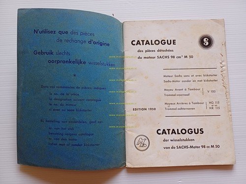 Sachs Motore 98 M 50 1950 circa catalogo ricambi originale …
