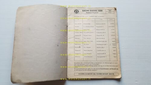 Sachs motore Diesel 500 1955 catalogo ricambi TEDESCO originale