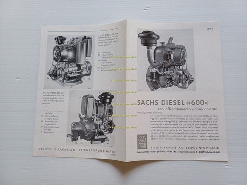 Sachs motore Diesel 600 anni 50 depliant italiano originale