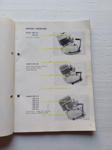 SACHS motori 100-125 5-6 V 1972 manuale officina INGLESE originale