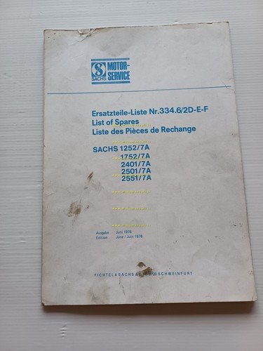 Sachs Motori 125 175 250 255 7V 1978 catalogo ricambi …