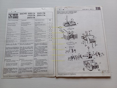 Sachs Motori 125 175 250 255 7V 1978 catalogo ricambi …