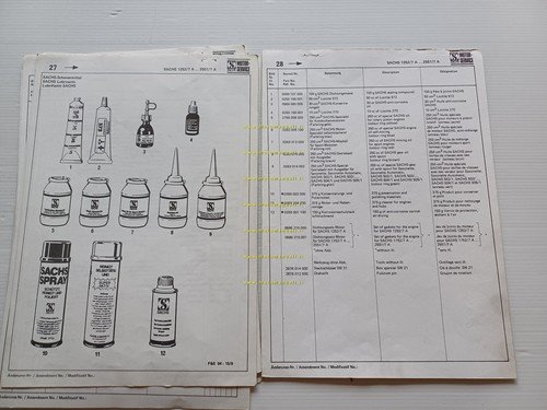 Sachs Motori 125 175 250 255 7V 1978 catalogo ricambi …
