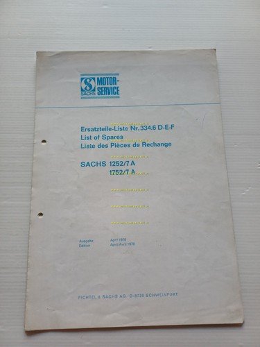 Sachs motori 1252/7A-1752/7A 1976 catalogo ricambi originale engine catalogue