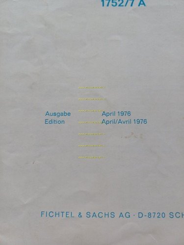 Sachs motori 1252/7A-1752/7A 1976 catalogo ricambi originale engine catalogue