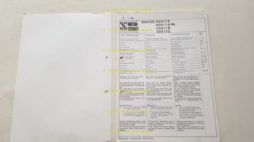 Sachs motori 50 505/1 A\B\C 1977 catalogo ricambi originale engine …