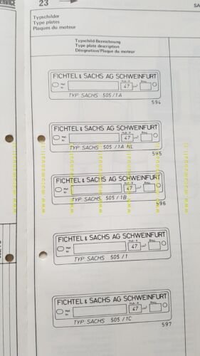 Sachs motori 50 505/1 A\B\C 1977 catalogo ricambi originale engine …