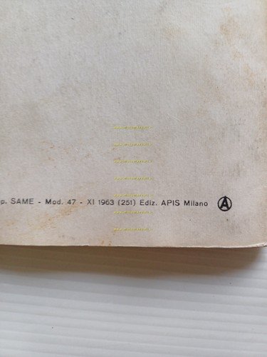 SAME Samecar Agricolo 1963 trattore manuale uso manutenzione originale