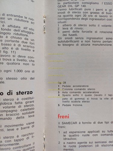 SAME Samecar Agricolo 1963 trattore manuale uso manutenzione originale
