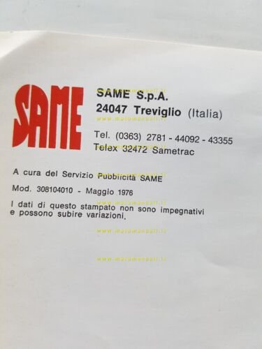 SAME trattore Buffalo 130 1976 depliant originale