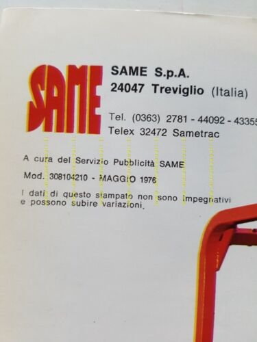 SAME trattore Drago 120 1976 depliant originale
