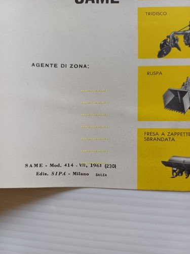 Same trattore modello 480 1961 depliant italiano originale