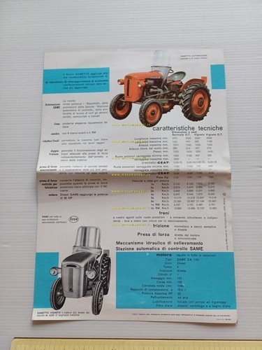 Same trattore Sametto Automazione 1962 depliant italiano originale