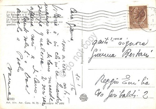 Sanremo Panorama aereo spiaggia e porto 1956