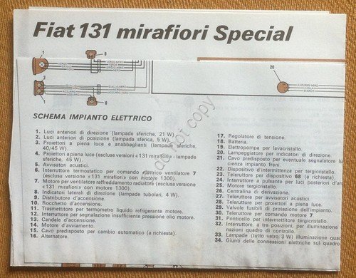 Schema elettrico Fiat 131 Mirafiori Special | Immagine principale