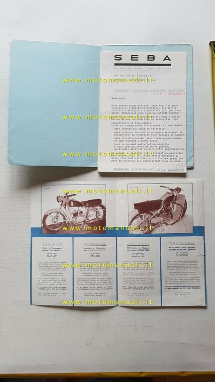 SEBA offerta brevetto protezione moto 1960 + depliant originale brochure