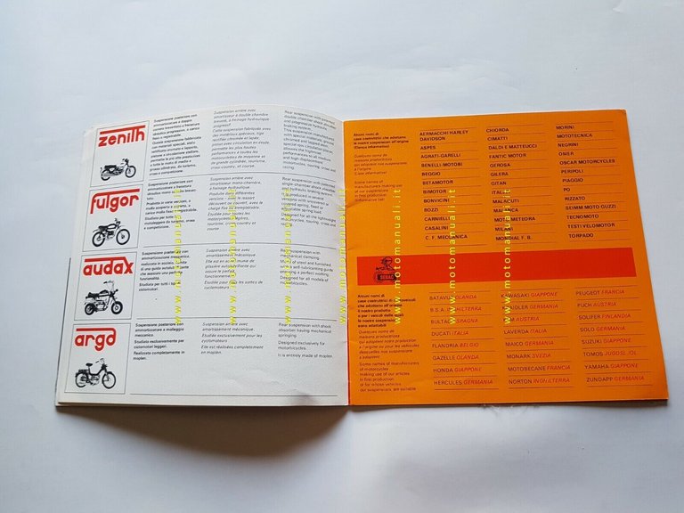 SEBAC catalogo ammortizzatori moto ciclomotori 1972 originale