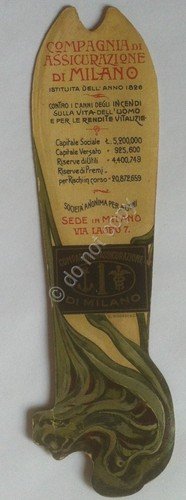 Segnalibro Art Déco - Pubblicità - Compania Assicurazione Milano
