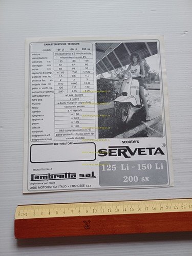 Serveta produzione scooter 125 LI 150 LI 200 SX depliant …