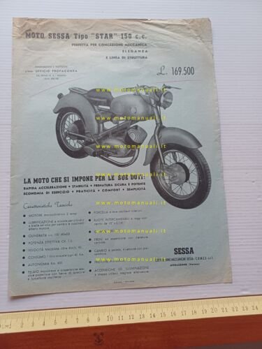 Sessa Star 150 1953 depliant italiano moto originale