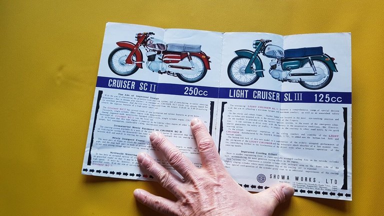 SHOWA Cruiser 250 - 125 1957 depliant MOTO brochure originale …