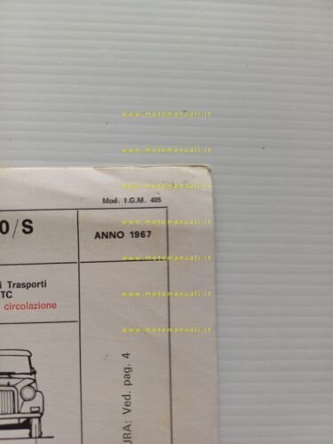 Siata 850 Spider 1967 scheda omologazione DGM Motorizzazione Facsimile