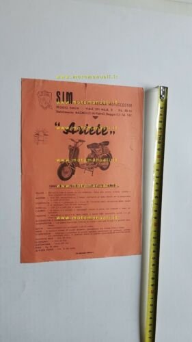 SIM Ariete 150 Scooter 1954 circa depliant originale ITALIANO brochure