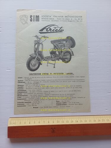 SIM scooter Ariete 150 depliant italiano originale