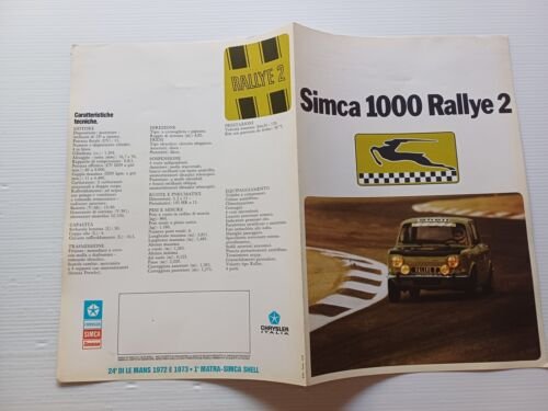 Simca 1000 Rallye 2 1973 depliant italiano originale