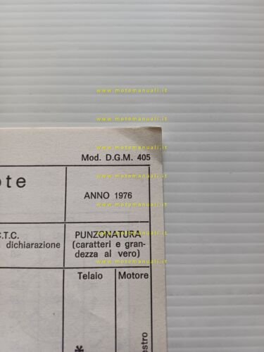 Siminini Speed S 50 5V Sachs 1976 scheda omologazione DGM …
