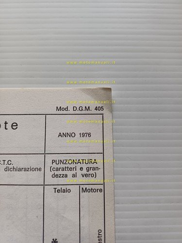Siminini Speed S 50 5V Sachs 1976 scheda omologazione DGM …