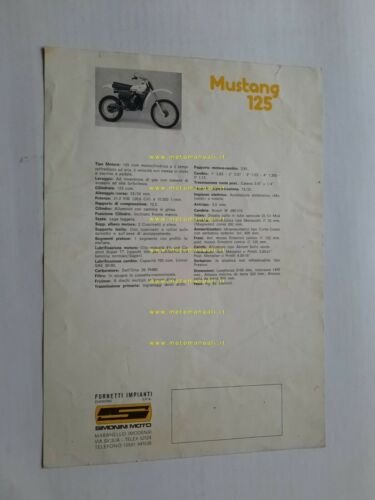 Simonini Mustang 125 Cross 1978 depliant originale moto brochure