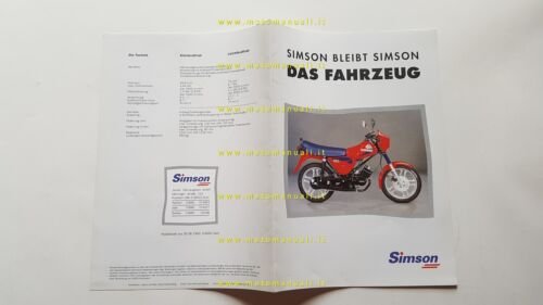Simson produzione modelli 50 - 70 1993 depliant originale