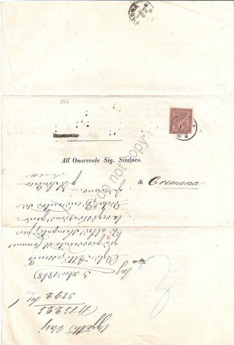 Sindaco di Cremona- Giuseppe Tavolotti - Documento autografato - 1868 | Immagine principale