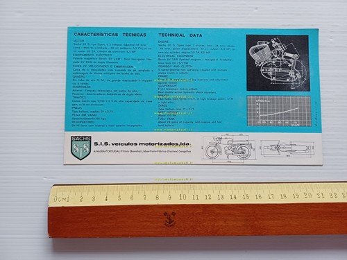 SIS V5 Sport 50 Sachs 1971 depliant originale moto PORTOGHESE …