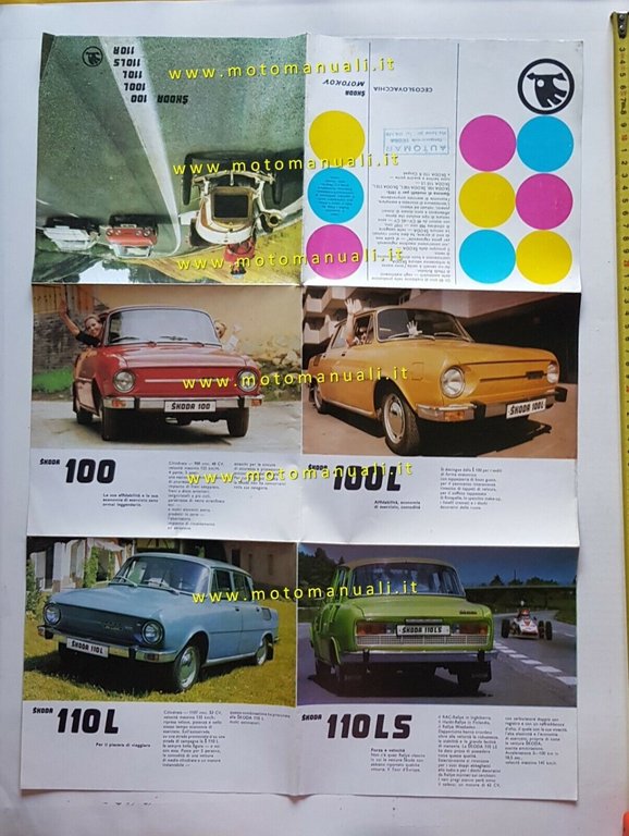 Skoda 100-100 L-110 L\LS\R depliant italiano anni 70 auto originale …