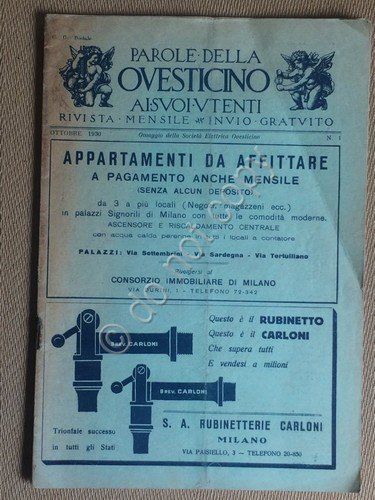 Società Elettrica Ovesticino - Parole della Ovesticino - N.1 Ottobre … | Immagine principale
