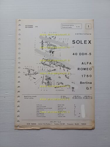 Solex carburatore 40 DDH 5 Alfa Romeo 1750 Berlina 1970 …