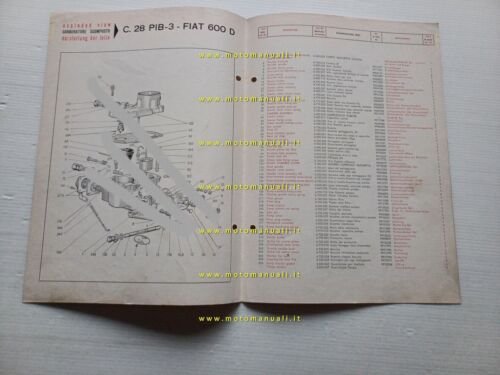 Solex carburatore C.28 PIB 3 Fiat 600 D 1969 catalogo …