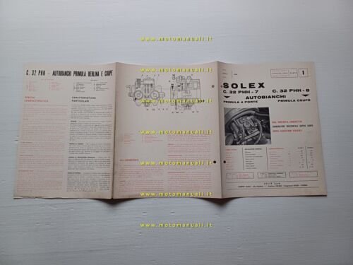 Solex carburatore C.32 PHH Autobianchi Primula-Coup 1968 catalogo ricambi