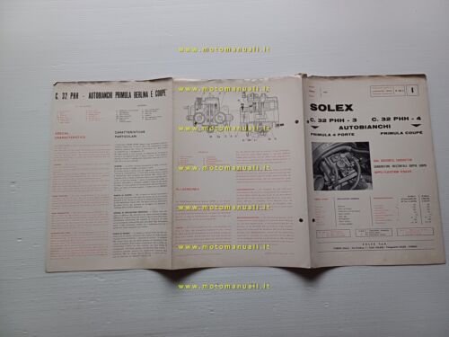 Solex carburatore C.32 PHH Autobianchi Primula-Coup 1969 catalogo ricambi