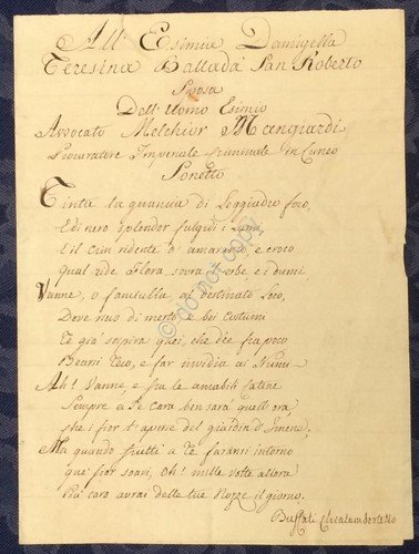 Sonetto per Teresina Ballardi sposa di Melchiorre Mangiardi - Cuneo … | Immagine principale