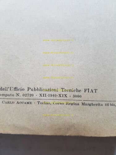 SPA Fiat Autocarro mod. 38 R-RA 1940 manuale uso manutenzione …