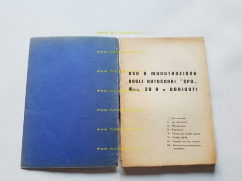 SPA Fiat Autocarro mod. 38 R-RA 1943 manuale uso manutenzione …