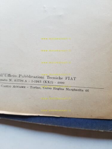 SPA Fiat Autocarro mod. 38 R-RA 1943 manuale uso manutenzione …