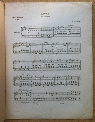 Spartito pianoforte - Perles Musicales - C. Gounod - Faust …