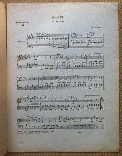 Spartito pianoforte - Perles Musicales - C. Gounod - Faust …