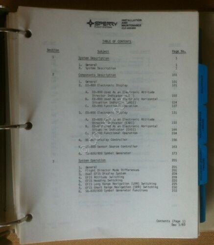 Sperry - EDZ-600/800 Electronic Flight Instrument System Installation manual