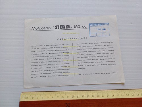 Sterzi motocarro 160 depliant originale italiano