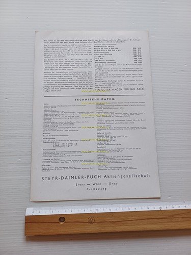 Steyr Puch Fiat 500 depliant originale testo tedesco